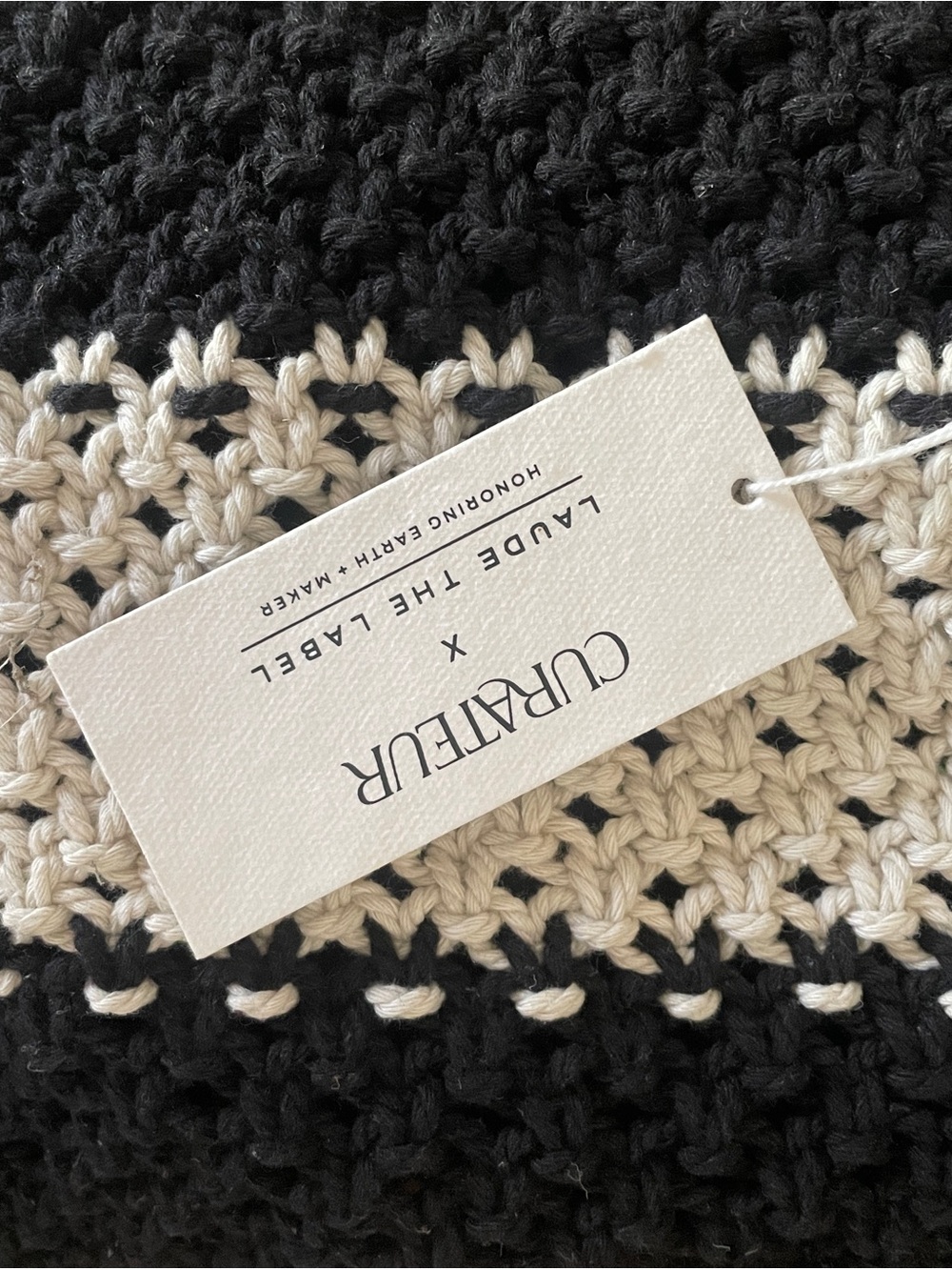 NWT Curateur x Laude The Label Gabby Mini Macrame Bag Black and White Cotton - Picture 5 of 10